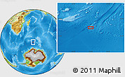 Physical Location Map of the area around 56° 3' 57" S, 55° 19' 30" E