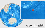 Shaded Relief Location Map of the area around 56° 3' 57" S, 55° 19' 30" E