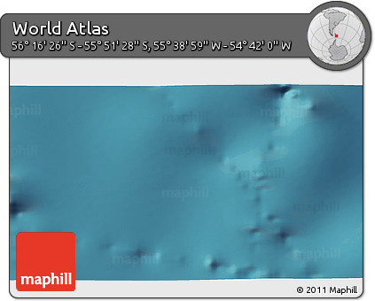 Satellite 3D Map of the Area around 56° 3' 57" S, 55° 10' 29" W