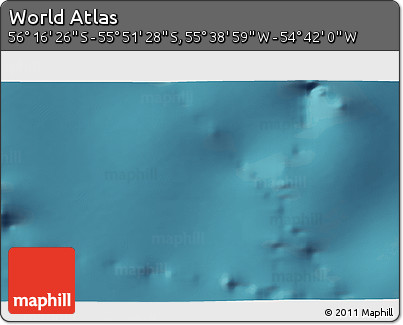 Satellite 3D Map of the Area around 56° 3' 57" S, 55° 10' 29" W