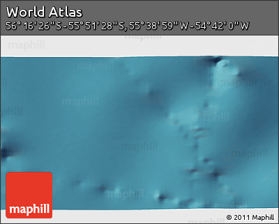 Satellite 3D Map of the Area around 56° 3' 57" S, 55° 10' 29" W
