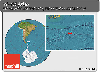 Satellite Location Map of the Area around 56° 3' 57" S, 55° 10' 29" W