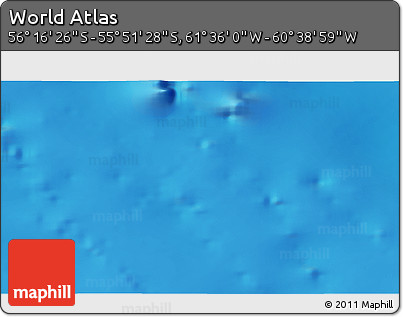 Physical 3D Map of the Area around 56° 3' 57" S, 61° 7' 30" W