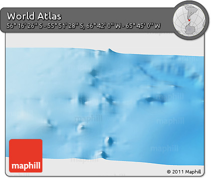 Physical 3D Map of the Area around 56° 3' 57" S, 66° 13' 29" W