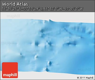 Physical 3D Map of the Area around 56° 3' 57" S, 66° 13' 29" W