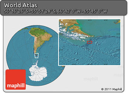 Satellite Location Map of the Area around 56° 3' 57" S, 66° 13' 29" W