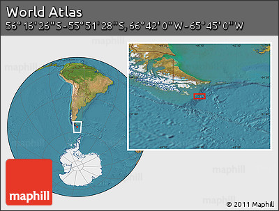 Satellite Location Map of the Area around 56° 3' 57" S, 66° 13' 29" W