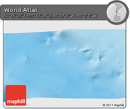 Physical 3D Map of the Area around 56° 3' 57" S, 70° 28' 29" W