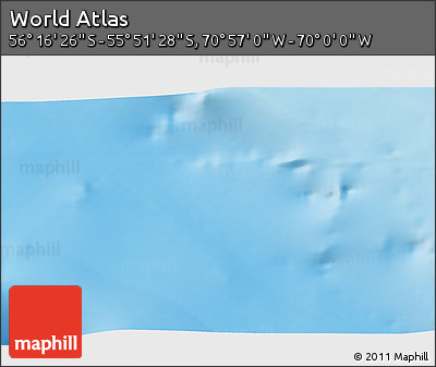 Physical 3D Map of the Area around 56° 3' 57" S, 70° 28' 29" W