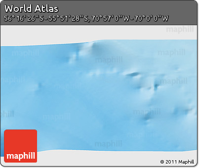 Physical 3D Map of the Area around 56° 3' 57" S, 70° 28' 29" W