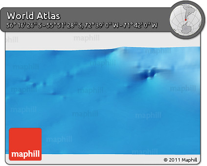 Physical 3D Map of the Area around 56° 3' 57" S, 72° 10' 30" W