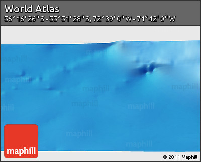 Physical 3D Map of the Area around 56° 3' 57" S, 72° 10' 30" W