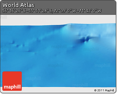 Physical 3D Map of the Area around 56° 3' 57" S, 72° 10' 30" W