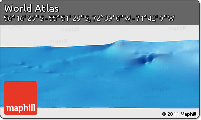 Shaded Relief Panoramic Map of the Area around 56° 3' 57" S, 72° 10' 30" W