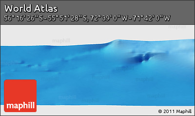 Shaded Relief Panoramic Map of the Area around 56° 3' 57" S, 72° 10' 30" W