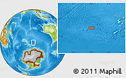 Physical Location Map of the area around 56° 3' 57" S, 93° 34' 29" E