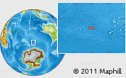 Physical Location Map of the area around 56° 3' 57" S, 94° 25' 30" E