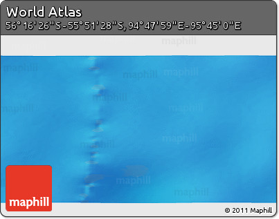 Physical 3D Map of the Area around 56° 3' 57" S, 95° 16' 30" E