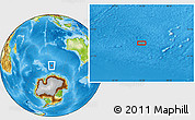 Physical Location Map of the area around 56° 3' 57" S, 95° 16' 30" E