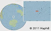 Savanna Style Location Map of the area around 56° 3' 57" S, 96° 58' 29" E, hill shading