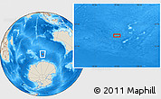 Shaded Relief Location Map of the area around 56° 3' 57" S, 96° 58' 29" E