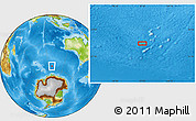Physical Location Map of the area around 56° 3' 57" S, 97° 49' 29" E