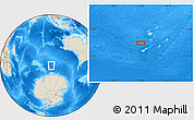 Shaded Relief Location Map of the area around 56° 3' 57" S, 97° 49' 29" E