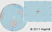 Gray Location Map of the area around 56° 3' 57" S, 98° 40' 30" E, hill shading