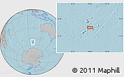 Gray Location Map of the area around 56° 3' 57" S, 99° 31' 30" E, hill shading
