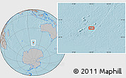 Gray Location Map of the area around 56° 26' 14" S, 100° 22' 30" E, hill shading