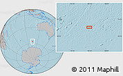 Gray Location Map of the area around 56° 26' 14" S, 104° 37' 30" E, hill shading