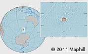 Gray Location Map of the area around 56° 26' 14" S, 107° 10' 30" E, hill shading