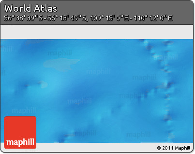 Physical 3D Map of the Area around 56° 26' 14" S, 109° 43' 29" E