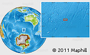 Physical Location Map of the area around 56° 26' 14" S, 111° 25' 30" E