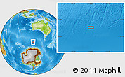 Physical Location Map of the area around 56° 26' 14" S, 116° 31' 30" E