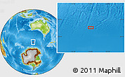 Physical Location Map of the area around 56° 26' 14" S, 119° 4' 29" E