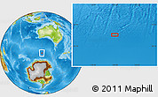 Physical Location Map of the area around 56° 26' 14" S, 119° 55' 30" E
