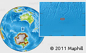 Physical Location Map of the area around 56° 26' 14" S, 120° 46' 30" E
