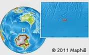 Physical Location Map of the area around 56° 26' 14" S, 121° 37' 30" E