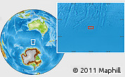 Physical Location Map of the area around 56° 26' 14" S, 123° 19' 29" E