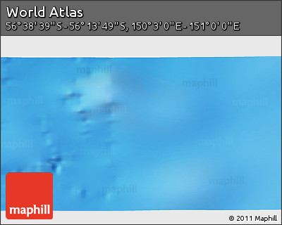 Physical 3D Map of the Area around 56° 26' 14" S, 150° 31' 30" E