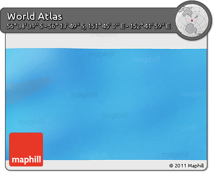 Physical 3D Map of the Area around 56° 26' 14" S, 152° 13' 29" E