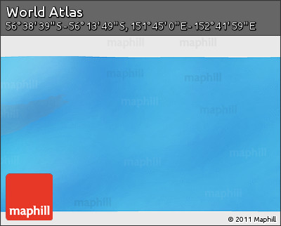 Physical 3D Map of the Area around 56° 26' 14" S, 152° 13' 29" E