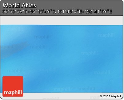 Physical 3D Map of the Area around 56° 26' 14" S, 152° 13' 29" E