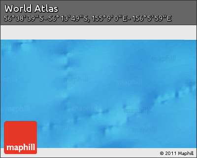 Physical 3D Map of the Area around 56° 26' 14" S, 155° 37' 30" E