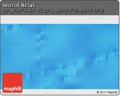 Physical 3D Map of the Area around 56° 26' 14" S, 155° 37' 30" E