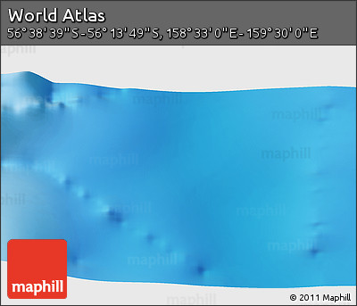 Physical 3D Map of the Area around 56° 26' 14" S, 159° 1' 30" E