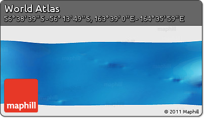 Physical Panoramic Map of the Area around 56° 26' 14" S, 164° 7' 30" E