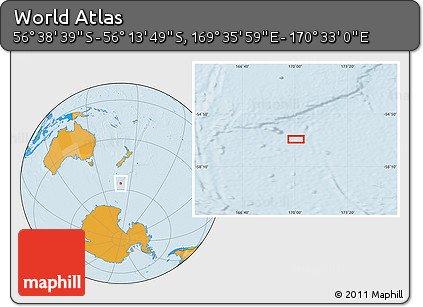Political Location Map of the Area around 56° 26' 14" S, 170° 4' 29" E