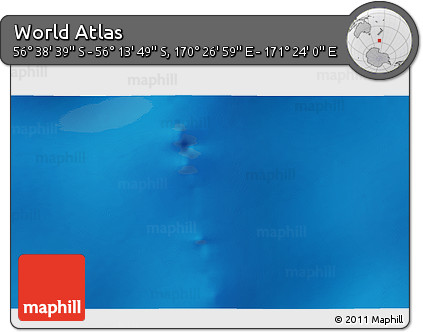 Physical 3D Map of the Area around 56° 26' 14" S, 170° 55' 30" E